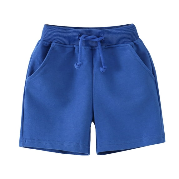 Huesdet Toddler Boys Summer Shorts with Drawstring - Cotton Baby Casual Pull-On Jogger Shorts Active Sports Shorts(Blue,4-5 Years)