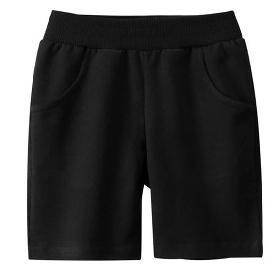 Huesdet Toddler Boys Sweat Shorts - Cotton Soft Casual Kids Summer Athletic Shorts with Pockets(Black,12-18 Months)