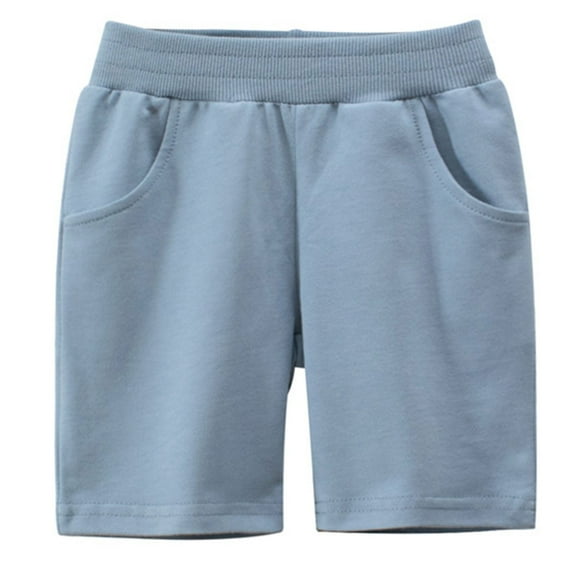 Huesdet Toddler Boys Sweat Shorts - Cotton Soft Casual Kids Summer Athletic Shorts with Pockets(Sky Blue,18-36 Months)