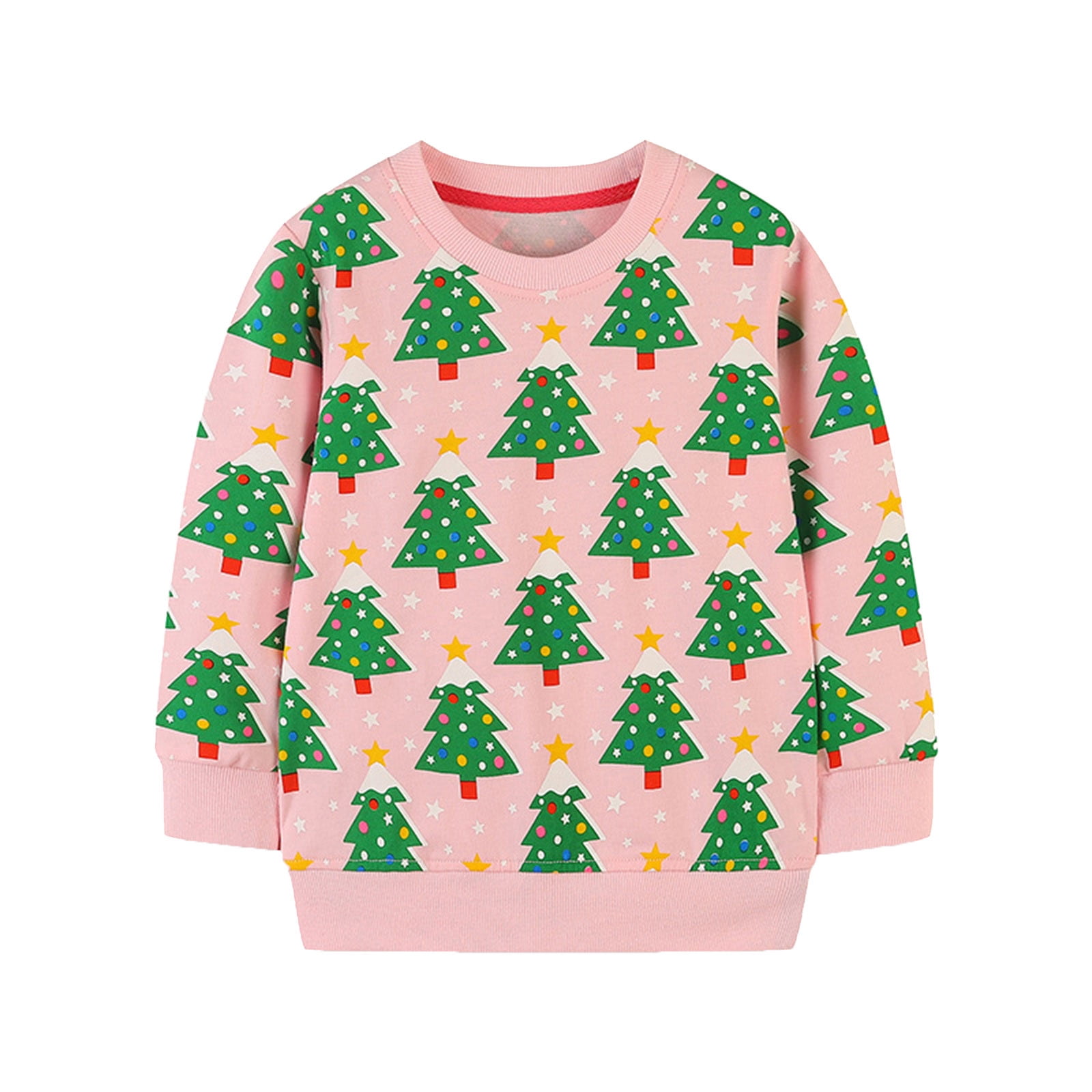Toddler Girls Christmas Sweatshirt – Holiday Reindeer Pullover Sweater Long Sleeve Top For Ages 2-7T