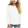 thumbnail image 1 of Huesdet Toddler Long Sleeve Shirt Girl Soft Cotton Toddler T-Shirts Layering Tees Baby Girls Long-Sleeve Shirts(White,4-5 Y), 1 of 6
