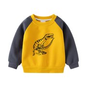 HUESDET Toddler Sweatshirts Thicken Long Sleeve Crew Neck Casual Pullover Toddler Kids Winter Warm Shirt Tops Lovely Dailywear(Orange,3-4 Years)