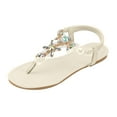 thumbnail image 1 of Huesdet Women Flip Flops with Clip Toe RingBeadeed Rhinestone Jeweled Sandal Shoes for Summer Beach Oceanside Holiday Outdoor(Beige,8.5), 1 of 7
