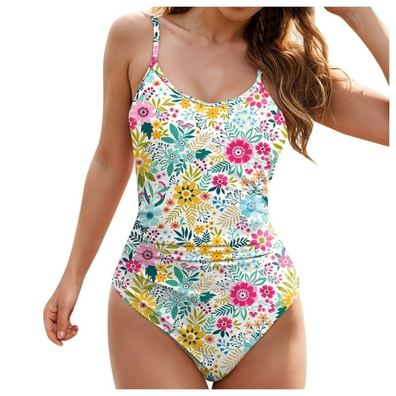 Huesdet Women One Piece Swimsuit Crisscross Back Bathing Suit Tummy Control 2025 Summer Athletic Beachwear[Hot Pink,L]