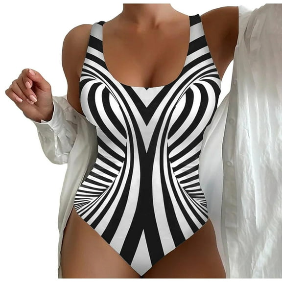 Huesdet Women Sexy Tummy Control One Piece Swimsuits Halter Push Up Bathing Suits[White,L]