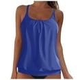 thumbnail image 1 of Huesdet Women Tankini Swim Top Only - High Neck Bathing Suit Tops Tummy Control Tank Top No Bottom Womens Tankini Tops Built in Bra(Dark Blue,4XL), 1 of 6