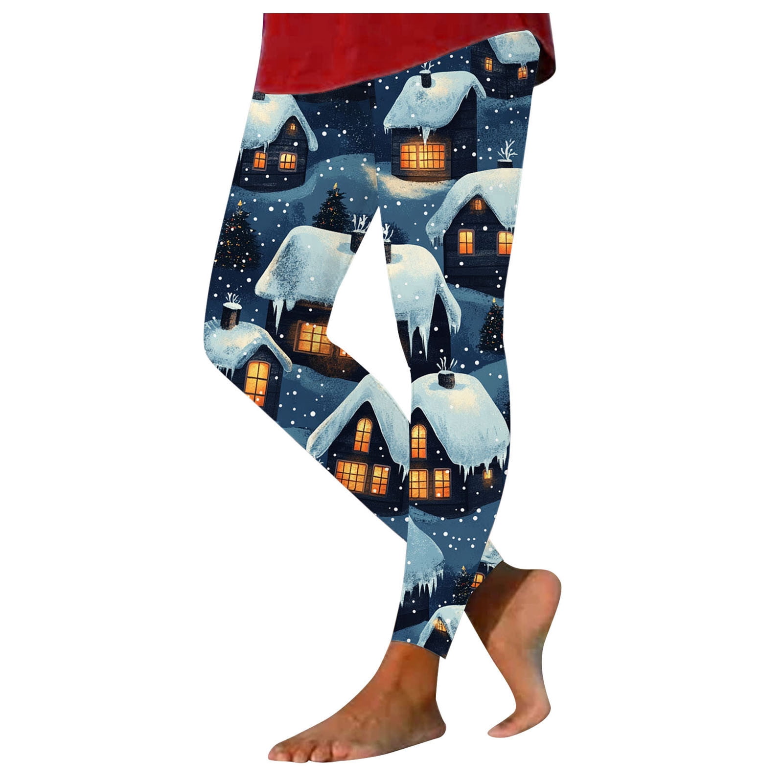 Women's Brushed Christmas Ankle Length Seasonal Printed Leggings S A F