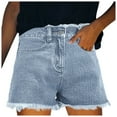 thumbnail image 1 of Huesdet Women's High Waisted Denim Shorts Casual Ripped Summer Hot Short Jeans Frayed Distressed Jeans Shorts with Pockets(Light Blue,S), 1 of 9
