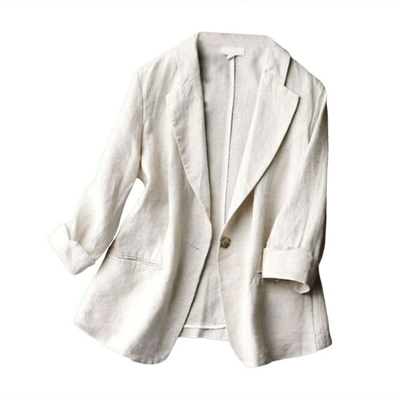 Huesdet Women's Office Blazer Jacket Open Front Womens Blazers for Work Professional(White,XL)