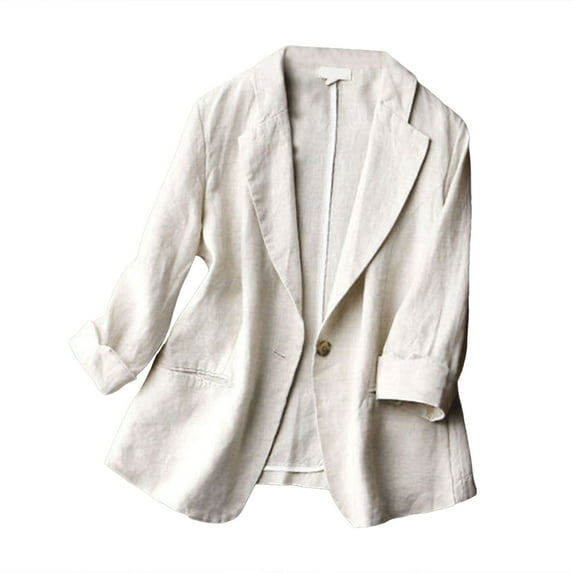 Huesdet Women's Office Blazer Jacket Open Front Womens Blazers for Work Professional(White,XL)