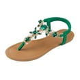 thumbnail image 1 of Huesdet Women's Rhinestone Flat Sandals Sparkly Toe Ring Thongs with Cross Strap(Green,9), 1 of 7