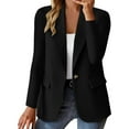 thumbnail image 1 of Huesdet Women's Work Office Blazer One Button Notched Lapel Business Tuxedo Blazer Casual Blazer Jackets Suit Petite(Black,L), 1 of 5