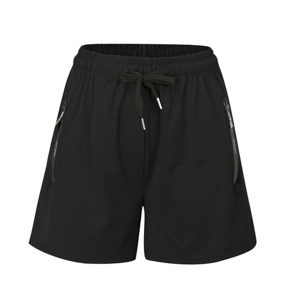 Huesdet Womens Comfy Drawstring Casual Elastic Waist Pocketed Shorts(Black,M)