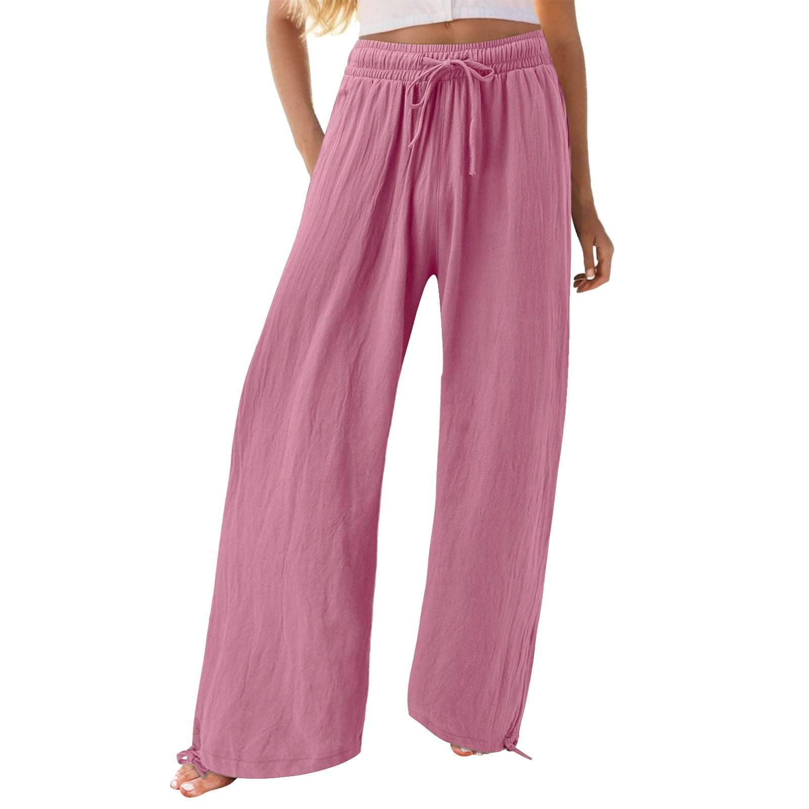 Libin Men's Lightweight Linen-Like Pants - Summer Casual Beach Lounge Travel Trousers