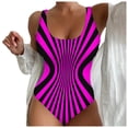 thumbnail image 1 of Huesdet Womens One Piece Swimsuits Retro Black Tummy Control Bathing Suits Elegent Tie Front Swimwear[Hot Pink,6XL], 1 of 5