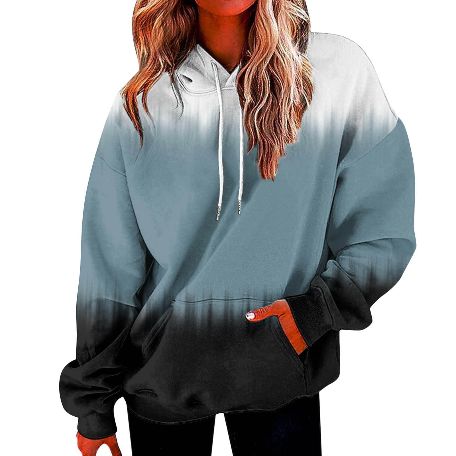 Suwequest Women's Casual Oversized Hoodies - Long Sleeve Drop Shoulder Pullover Sweatshirt - View #14