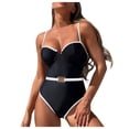 thumbnail image 1 of Huesdet Womens Plus Size Swimsuit One Piece Tummy Control Bathing Suit Modest Curvy Cute Swim Dress Ladies Swimwear[Black,M], 1 of 9