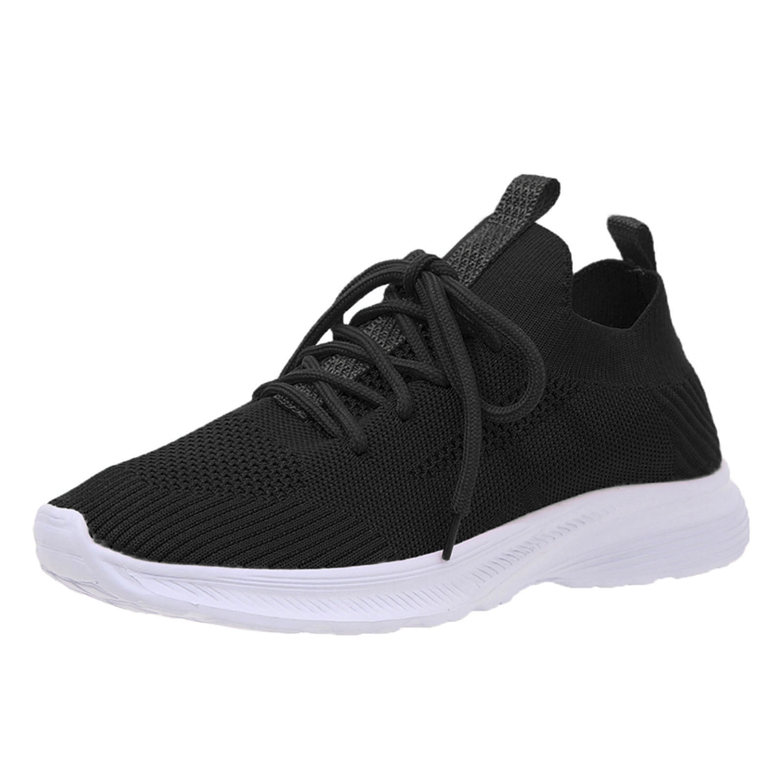 Huesdet Womens Shoes Sports Casual Sneakers Running Mesh Breathable Lace-Up Comfortable Fashion Tennis s Sneakers（Black,8）