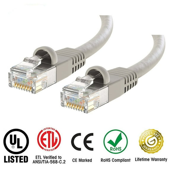 Huetron™ 10-Pack Cat 5e Ethernet Snagless RJ45 Patch Computer LAN Network Cord Cable (8 ft/GRAY))