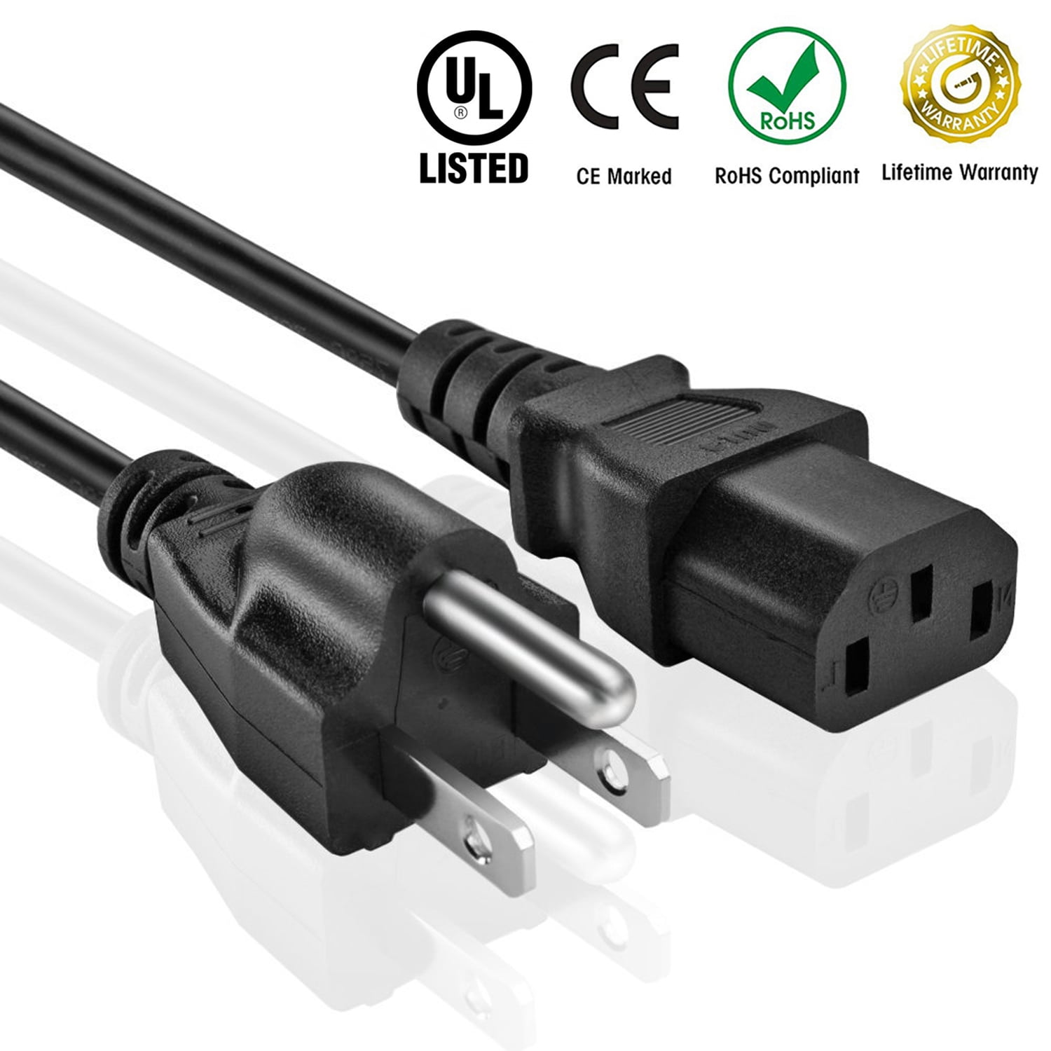 Huetron AC Power Cord for Samsung Smart TV - 1 Ft.