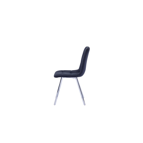 Huey Black Velvet Fabric Side Chairs in Silver (Set of 4)
