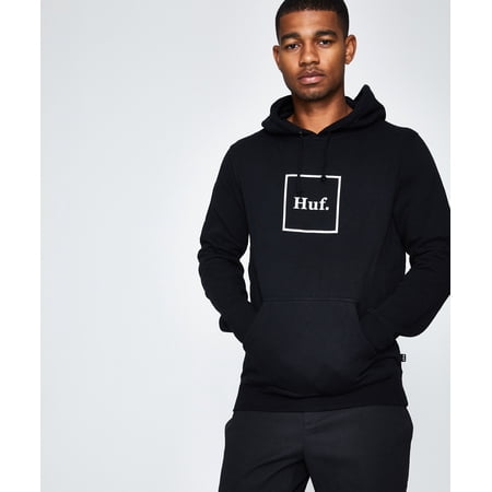 Huf Box Logo Mens Pullover Hoodie - Black Size Large