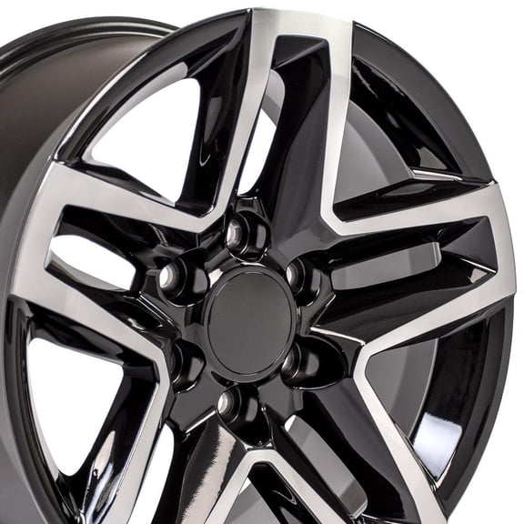 OE Wheels CV34 18 Inch Rims Fit Silverado 1500 Trail Boss Style 6x139.7 18x8.5 Gloss Black Machined - Hollander 5911 (Set of 4)