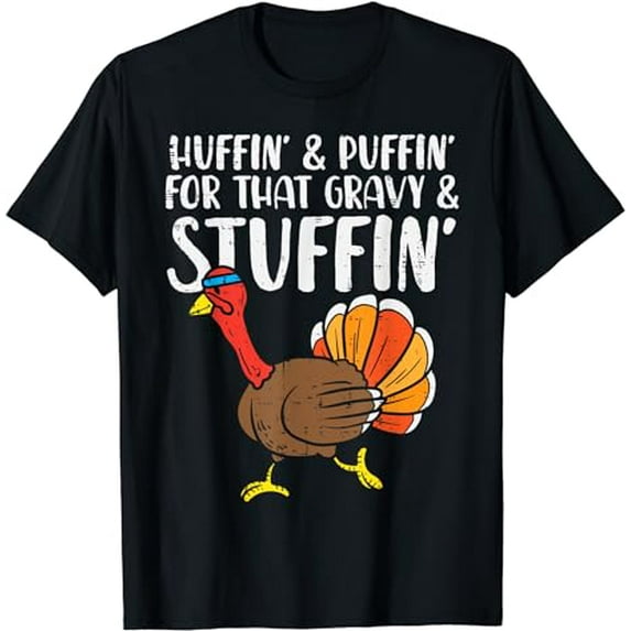 Huffin For Stuffin Running Turkey Funny Runner Thanksgiving T-Shirt