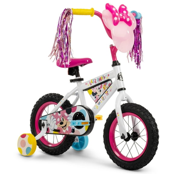 Huffy 12" Minnie Mouse Bike, Fits Riders 37" - 42", Girls, Kids, Sparkly Snow