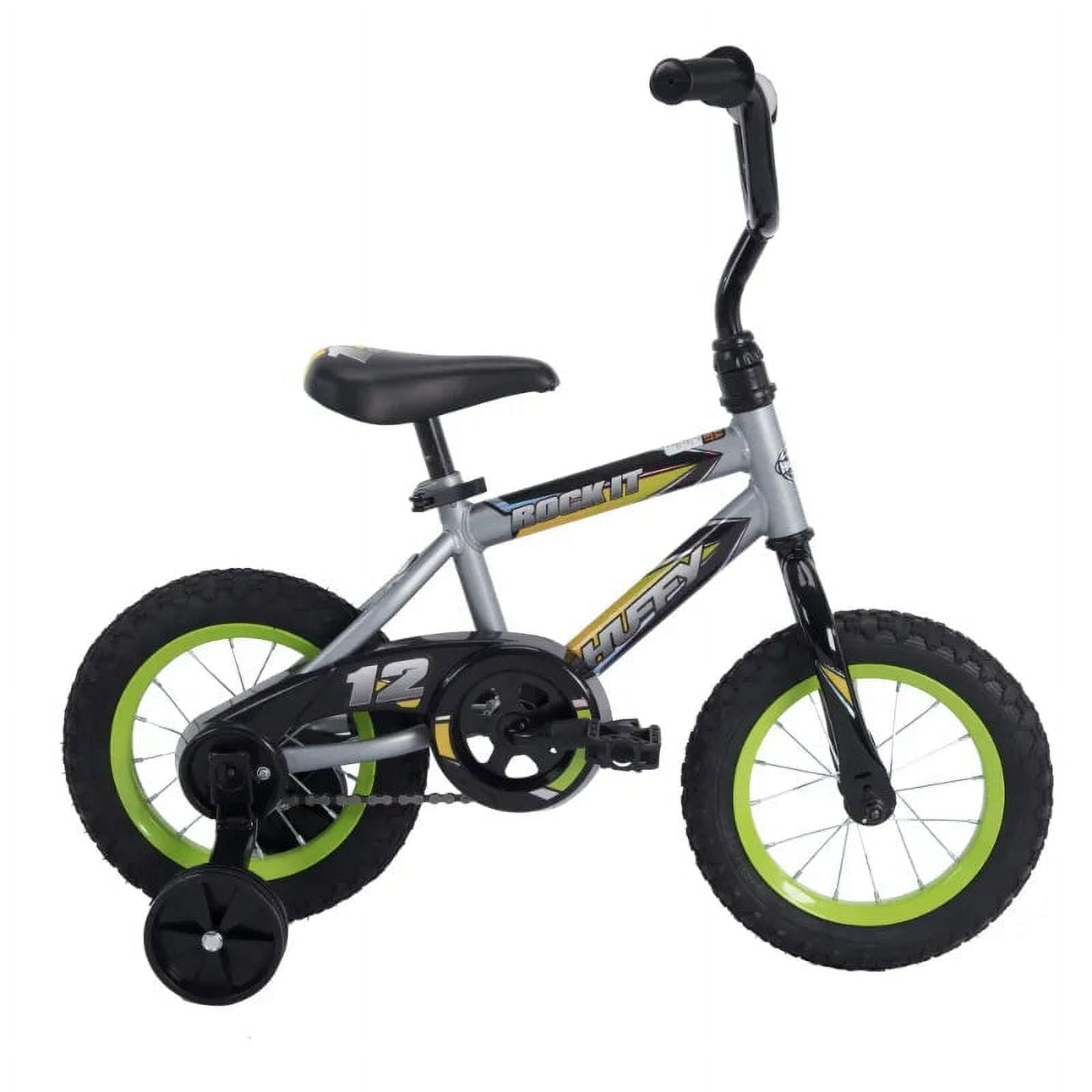Huffy 12 in. Rock It Boy Kids Bike, Grey Matte and Lime bicycle road