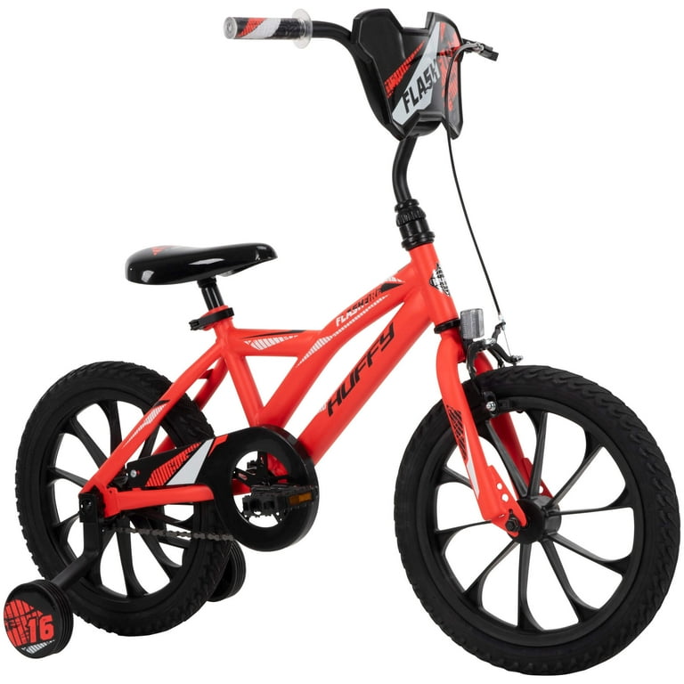 Huffy 16 inch Flashfire Boys Bike with Training Wheels Kids Red Neon Walmart