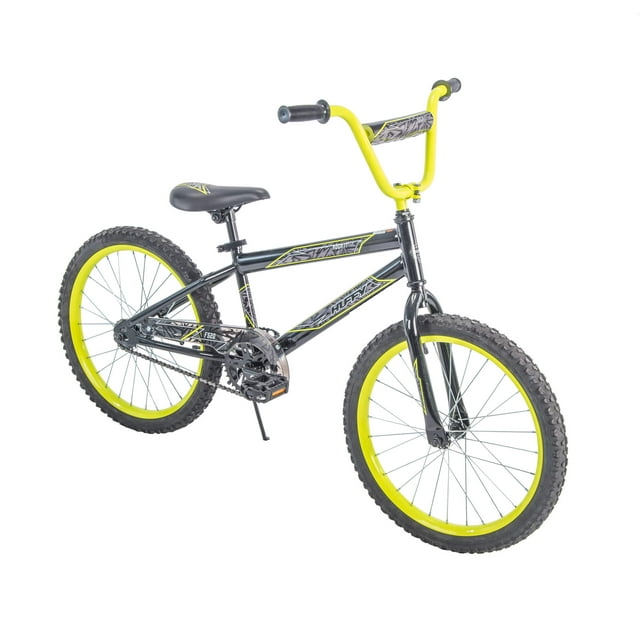 Huffy 20 In. Rock It Boys' Bike, Metallic Black with Neon Yellow Accents