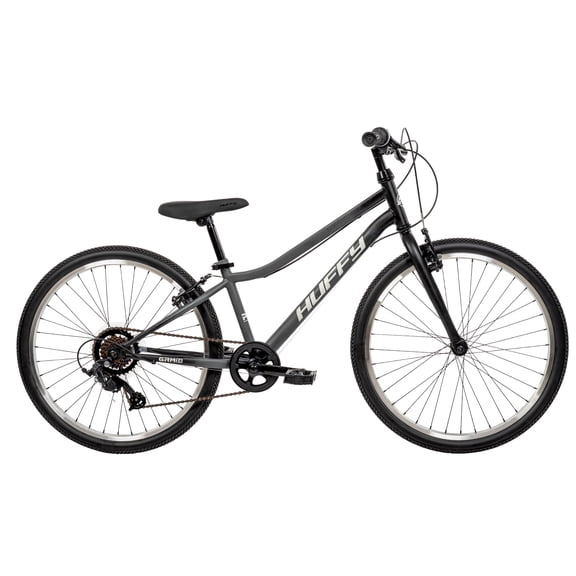 Huffy 24-Inch GRM Kids’ Bike, 7-Speed Drivetrain for Varying Terrain, Perfect Fit Frame, Dual Braking System for Confident Control, Fits Riders 49"–58" Tall, Ages 10+, Cool Gray
