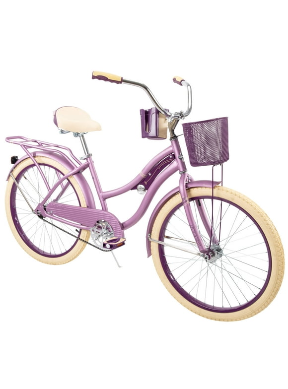Huffy 24" Nel Lusso Girls' Cruiser Bike, Purple Satin, Age 12+ Years