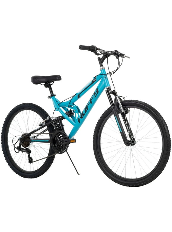 Huffy 24" Trail Runner Girls Full Suspension Mountain Bikes, Ages 12+ Years, Teal Blue