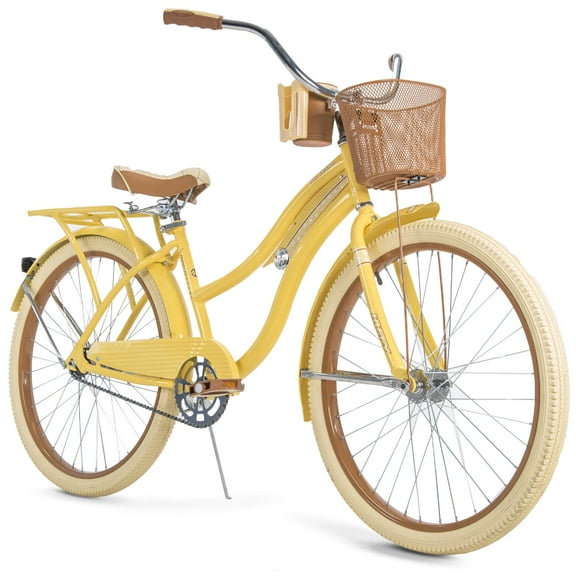 Huffy 26" Nel Lusso Women's Cruiser Bike with Perfect Fit Frame, Yellow.