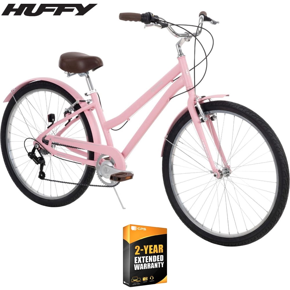 Huffy 26770 Sienna Women's 27.5inch 7-Speed Comfort Bike - Pale Pink Bundle with 2 YR CPS Enhanced Protection Pack