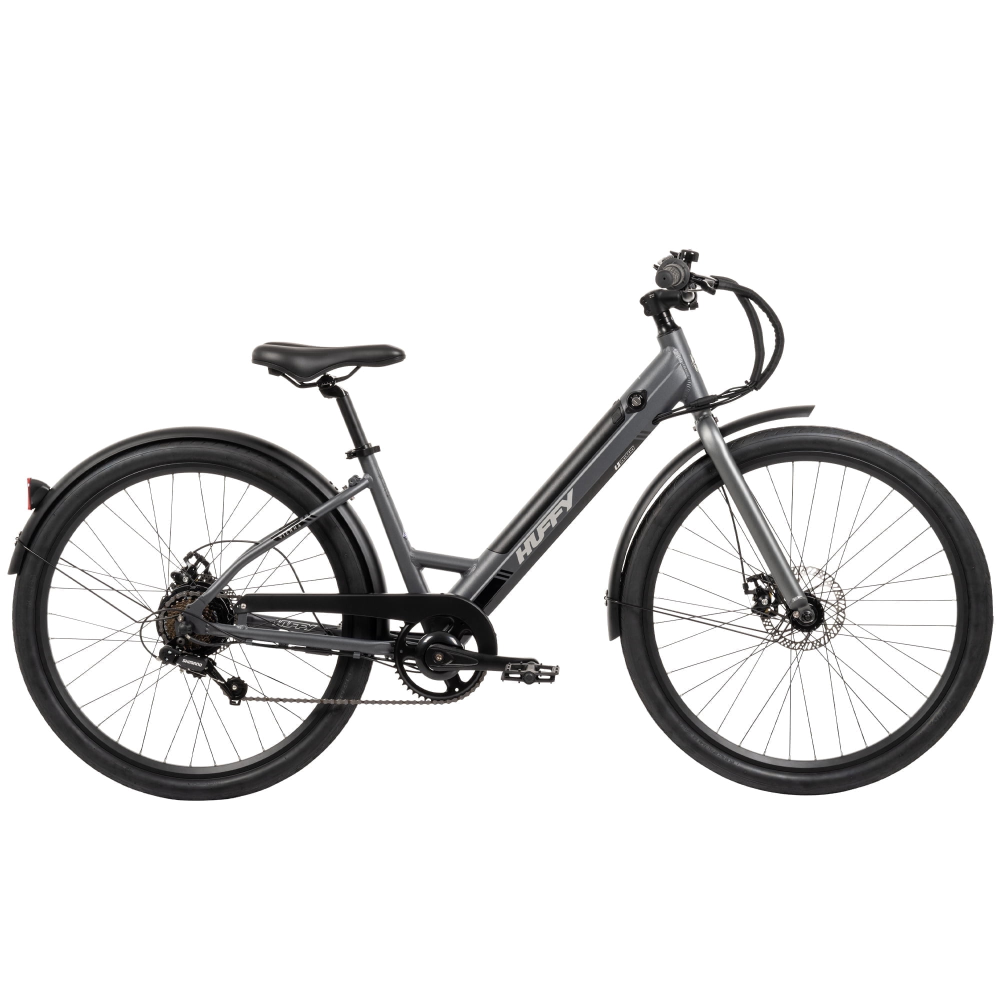 Huffy 27.5” Vienna 36V Electric Bike, Fits Riders 60”+, Gray, Adult, Unisex