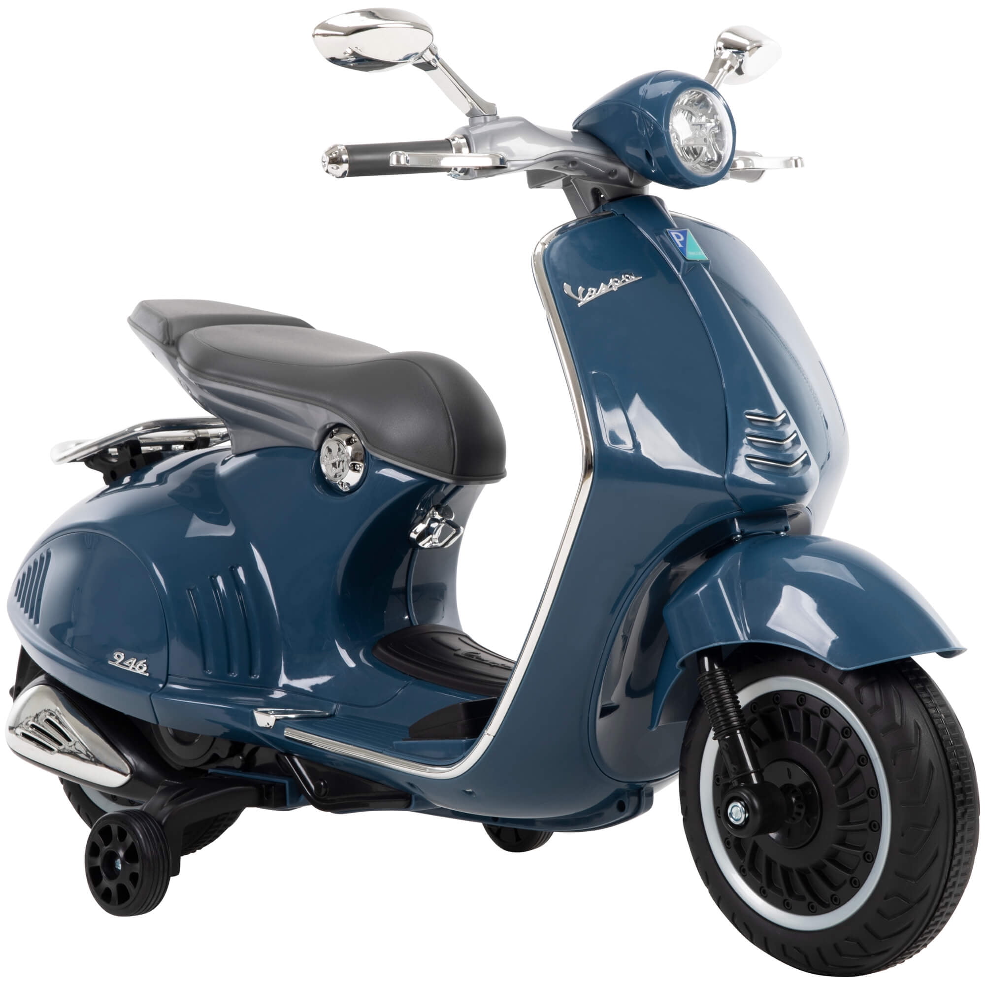 Scooter electrique 12v vespa bleu - pack luxe