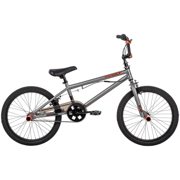 Huffy 20” Revolt Freestyle BMX Bike, Fits Riders 44”+, Silver, Kids/Teens, Unisex