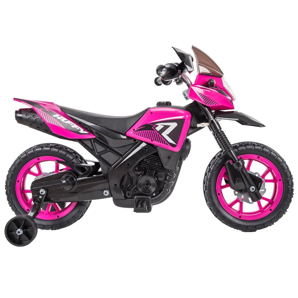Kids' Pink 6-Volt Ride-On Motorcycle with Training Wheels
