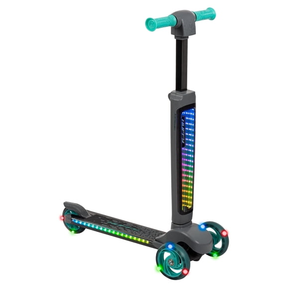 Huffy Electro-Light Tilt-N-Turn 3-Wheel Scooter, Ages 3+, Teal, Kids, Unisex