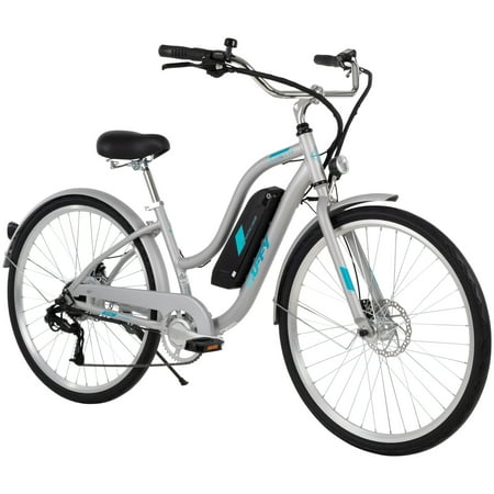Huffy - Everett Women's Comfort eBike w/25 mi Max Operating Range & 20 mph Max Speed - Matte Silver