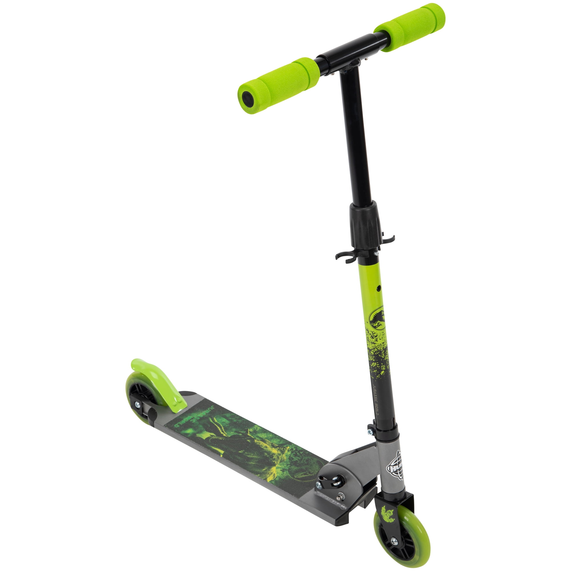 Huffy Jurassic World Boys' Inline Kick Scooter for Kids, Grey and Lime Green
