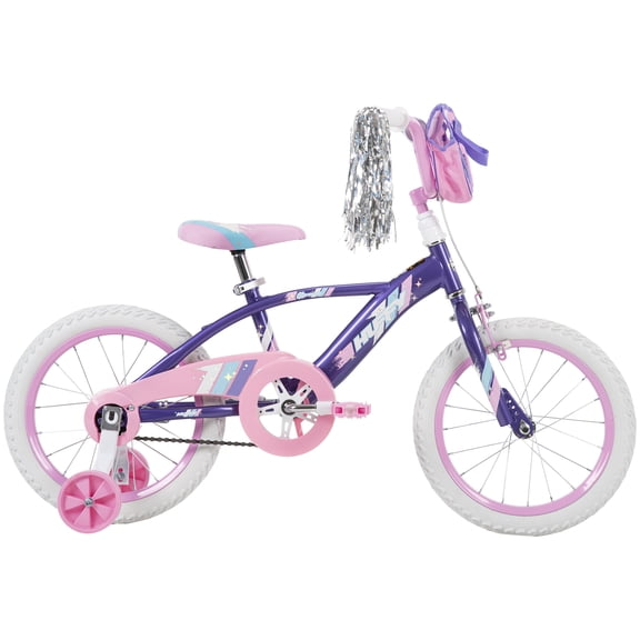 Huffy 16 Glimmer Kids Bike, EZ Build, Fits Riders 42-48, Purple, Youth, Girls