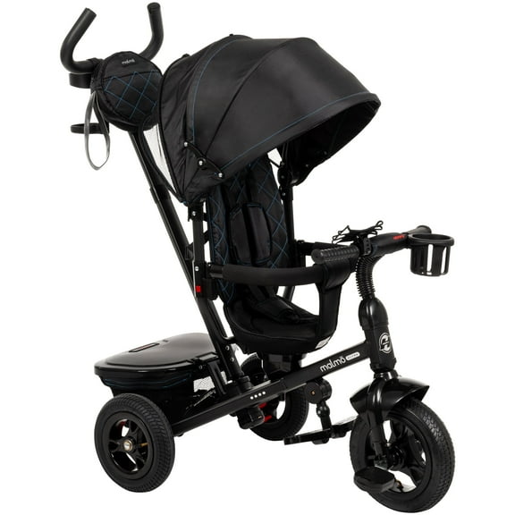 Huffy Malmo Ultra 4-in-1 Push Tricycle, Fits Riders 33"+, Matte Black, Kids, Unisex
