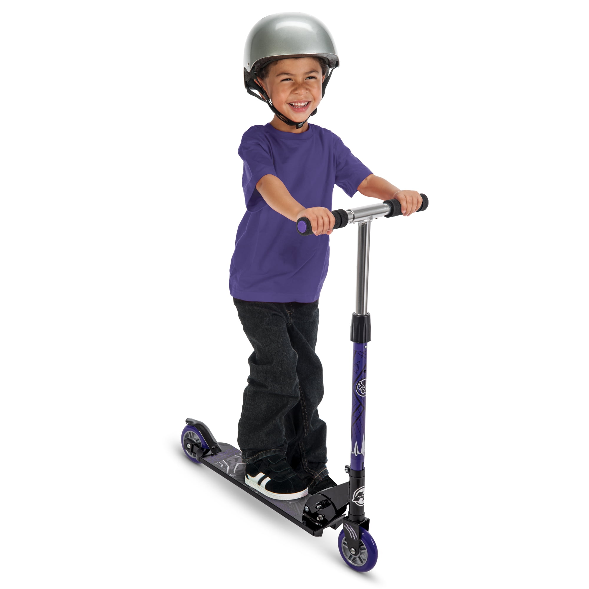 Huffy Marvel Black Panther Boys Inline Folding Kick Scooter for Ages 5 Years