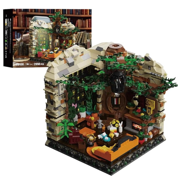 Huflepuf Room - Blocks Set,2059 PCS LED Modular House MOC Harry for Adults