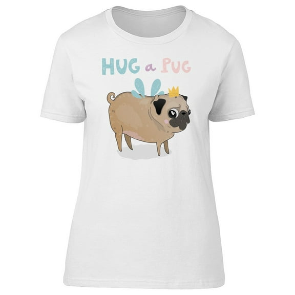 Hug A Pug Winged Dog T-Shirt Women -Image by Shutterstock, Female Medium