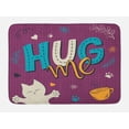thumbnail image 1 of Hug Bath Mat, Happy Colorful Doodle of Cat Tea Cup Tiny Hearts and Hug Me Lettering, Plush Bathroom Decor Mat with Non Slip Backing, 29.5" X 17.5", Multicolor, by Ambesonne, 1 of 2